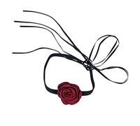 LUTER Gargantilla Flores para Mujer, Collar Rosa Encaje de Cinta de Terciopelo Tela, Novia, Boda, Fiesta, Cumpleaos (Rojo)