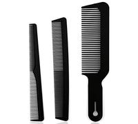 LUTER Juego de 3 peines para el cabello, peine de barberología de tela de carbono, peines cónicos planos resistentes al calor, peines de corte de pelo, peine cortadora de pelo, unisex, color negro