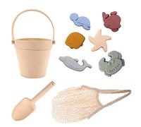 Luter Juguetes de Arena para Niños, Suave Juego de Juguetes de Playa Incluye Cubo de Playa, Pala, 6 Moldes de Animales Marinos, Bolsa de Playa Juguetes de Playa de Silicona para Niños de 4-10 (9 Uds)