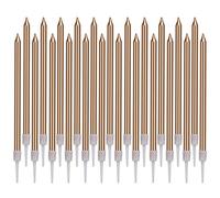 LUTER Metálico Velas de Tarta Cumpleaños Originales Oro Champagne Velas de Pastel Cirios con Portavelas para la Decoración del Banquete de Boda de Cumpleaños (48 Piezas)