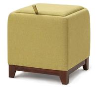 LUTFI Escabel Reposapiés tapizado con Soporte de Madera Cuadrado, puf otomano, Taburete for sofá, Funda de Lino extraíble de Tela, Almacenamiento (Matcha) Dormitorio