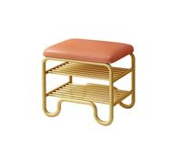 LUTFI Escabel Taburete for Cambiar Zapatos for el hogar, Taburete Largo for Entrada, probador, Taburete de Metal, Taburete bajo for Dormitorio, Taburete Creativo Dormitorio(Orange,70cm)