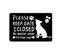lutieger Letrero de metal con texto en inglés "Please Keep Gate Close", letrero de metal para puerta de jardín, decoración de patio, impermeable, para jardín, barra de carbono, listo para colgar
