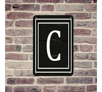 lutieger Letrero de metal vintage con monograma de letra C para pared, letrero de garaje, nombre familiar, habitación de hombres, cabaña, decoración del hogar, alfabeto inglés, monograma, regalo, 12 x