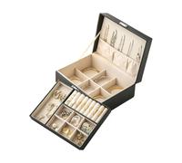 LUTODY - Organizador de joyas de 2 niveles en terciopelo y polipiel con cajonera - Expositor para bisutería, collares, anillos, pendientes, pulseras, brazaletes, colgantes - Joyero elegante y