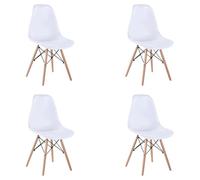 LUTODY - Pack 4 Silla Comedor, Estilo nórdico escandinavo, Asiento ergonómico Premium antimancha, Pata Madera Resistente para Oficina Restaurante Cocina salón (Blanco)