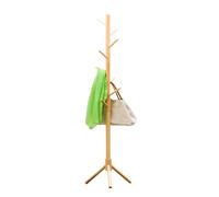LUTODY - Perchero de pie madera maciza, Forma de árbol, 8 ganchos para colgar prenda ropa chaqueta bolso sombrero, Altura ajustable, Base estable, Estilo nórdico para entrada recibidor dormitorio