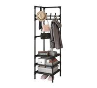 LUTODY - Perchero de pie, Zapatero auxiliar, Compacto de varios niveles, Organizador de prendas y zapatos, Vertical, Tubo metal (Negro, Modelo A)