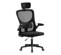 LUTODY - Silla de escritorio oficina con reposacabeza ajustable, Gaming, Respaldo red de malla transpirable, Soporte lumbar, Ergonómica con forro de nailon, Reposabrazo abatible, Rueda giratoria 360º,