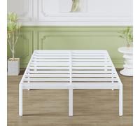 Lutown-Teen Cama 160x200 con Patas de Esquina Curvadas, Altura 46 cm, Marco de Cama de Metal Resistente con Somier de Láminas de Acero, Espacio Almacenamiento, Fácil Montaje, Blanco