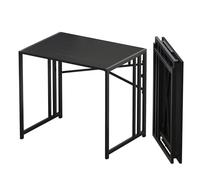 Lutown-Teen Escritorio pequeño Plegable de 83 cm, Escritorio de Camping para computadora de Juegos, para Espacios pequeños, no Requiere Montaje, Mesa de Oficina en casa, Color Negro