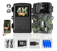 Lutranstra Cámara de caza, 4 K/60 MP HD, cámara de caza con aplicación de transferencia de teléfono, gran angular de 130°, 46 ledes infrarrojos sin brillo, cámara de animales salvajes, IP66