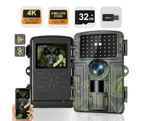 Lutranstra Cámara de Caza Silvestre Cámara de rastreo 4K 60MP con Control de aplicación Visión Nocturna Cámara de Caza activada por Movimiento IP66 Impermeable Tiempo de Disparo 0.1s