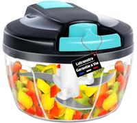 Lutranstra - Picadora manual de 550 ml, mini picadora, taza de cebolla manual, acero inoxidable, 3 cuchillas, batidora manual, picadora de verduras para ajo, carne, alimentos para bebés, fruta,