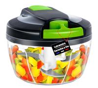 Lutranstra - Picadora manual de 550 ml, mini picadora, taza de cebolla manual, acero inoxidable, 3 cuchillas, batidora manual, picadora de verduras para ajo, carne, alimentos para bebés, fruta,