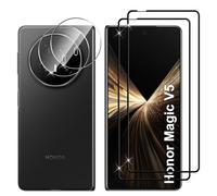 Lutree Cristal Templado para Honor Magic V5, 2+2 Piezas 3D Protector de Pantalla + Protector de Lente de Cámara, Dureza 9H HD Anti-Arañazos Vidrio Templado Película Protectora