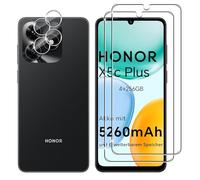 Lutree Cristal Templado para Honor X5c Plus 4G, 2+2 Piezas Protector de Pantalla + Protector de Lente de Cámara, Dureza 9H HD Anti-Arañazos Vidrio Templado Película Protectora