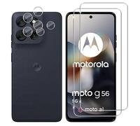 Lutree Cristal Templado para Motorola Moto G56 5G, 2+2 Piezas Protector de Pantalla + Protector de Lente de Cámara, Dureza 9H HD Anti-Arañazos Vidrio Templado Película Protectora