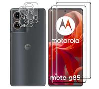 Lutree Cristal Templado para Motorola Moto G85 5G, 2+2 Piezas 3D Protector de Pantalla + Protector de Lente de Cámara, HD Dureza 9H Vidrio Templado Película Protectora