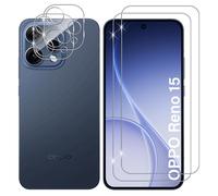Lutree Cristal Templado para OPPO Reno 15 5G, 2+2 Piezas Protector de Pantalla + Protector de Lente de Cámara, Dureza 9H HD Anti-Arañazos Vidrio Templado Película Protectora