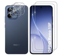 Lutree Cristal Templado para OPPO Reno 15 F 5G/ Reno 15 FS 5G, 2+2 Piezas Protector de Pantalla + Protector de Lente de Cámara, Dureza 9H HD Anti-Arañazos Vidrio Templado Película Protectora
