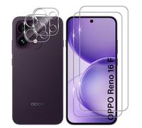 Lutree Cristal Templado para OPPO Reno 16 F 5G/ Reno 16 FS 5G, 2+2 Piezas Protector de Pantalla + Protector de Lente de Cámara, Dureza 9H HD Anti-Arañazos Vidrio Templado Película Protectora