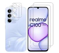 Lutree Cristal Templado para Realme C100 5G, 2+2 Piezas | Protector de Pantalla + Protector de Lente de Cámara, Dureza 9H HD Anti-Arañazos Vidrio Templado Película Protectora