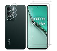 Lutree Cristal Templado para Realme P3 Lite, 2+2 Piezas Protector de Pantalla + Protector de Lente de Cámara, Dureza 9H HD Anti-Arañazos Vidrio Templado Película Protectora
