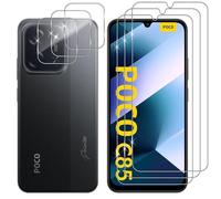 Lutree Cristal Templado para Xiaomi Poco C85, 3+3 Piezas Protector de Pantalla + Protector de Lente de Cámara, Dureza 9H HD Anti-Arañazos Vidrio Templado Película Protectora