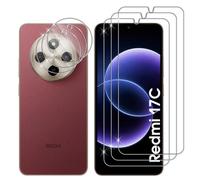 Lutree Cristal Templado para Xiaomi Redmi 17C, 3+3 Piezas Protector de Pantalla + Protector de Lente de Cámara, Dureza 9H HD Anti-Arañazos Vidrio Templado Película Protectora