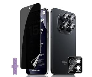 Lutree para für Xiaomi Redmi Note 15 Pro 5G Anti-Espía Cristal Templado, 1+1 Piezas 3D Protector de Pantalla de Privacidad + Protector de Lente de Cámara,Antiespias Película Protectora