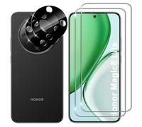 Lutree para Honor Magic 8 Lite 5G Cristal Templado, 2+2 Piezas Protector de Pantall Protector de Lente de Cámara (Negro), Dureza 9H HD Anti-Arañazos Vidrio Templado Película Protectora