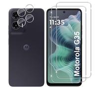Lutree para Motorola Moto G35 5G Cristal Templado, 2+2 Piezas Protector de Pantalla + Protector de Lente de Cámara, Dureza 9H HD Anti-Arañazos Vidrio Templado Película Protectora