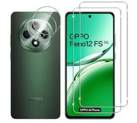 Lutree para OPPO Reno 12 F (4G/5G) / OPPO Reno 12 FS (4G/5G) Cristal Templado, 2+2 Piezas Protector de Pantalla + Protector de Lente de Cámara, HD Anti-Arañazos Vidrio Templado Película Protectora