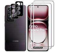 Lutree para OPPO Reno 12 Pro 5G Cristal Templado, 2+2 Piezas 3D Protector de Pantalla + Protector de Lente de Cámara (Negro), 9H HD Anti-Arañazos Vidrio Templado Sin Burbujas Película Protectora