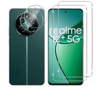 Lutree para Realme 12 Plus 5G/ Realme 12 4G (No 5G) Cristal Templado, 2+2 Piezas Protector de Pantalla + Protector de Lente de Cámara, 9H HD Vidrio Templado Película Protectora