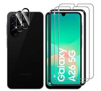 Lutree para Samsung Galaxy A26 5G Cristal Templado, 2+2 Piezas Protector de Pantalla + Protector de Lente de Cámara (Negro), Dureza 9H HD Anti-Arañazos Vidrio Templado Película Protectora