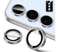 Lutree para Samsung Galaxy S24 FE 5G Protector de Lente de Cámara, Dureza 9H Lentes Individuales Película Protectora, Aro Metálico + Cristal Templado, HD Anti Rasguños - Plata