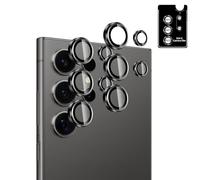 Lutree para Samsung Galaxy S24 Ultra 5G Protector de Lente de Cámara, 2 Piezas Dureza 9H Lentes Individuales Película Protectora, Aro Metálico+Cristal Templado, HD Anti Rasguños -Negro