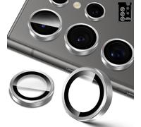 Lutree para Samsung Galaxy S24 Ultra 5G Protector de Lente de Cámara, Dureza 9H Lentes Individuales Película Protectora, Aro Metálico + Cristal Templado, HD Anti Rasguños - Plata