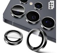 Lutree para Samsung Galaxy S25 Ultra 5G Protector de Lente de Cámara, Dureza 9H Lentes Individuales Película Protectora, Aro Metálico + Cristal Templado, HD Anti Rasguños -Negro