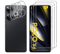 Lutree para Xiaomi Poco F6 Cristal Templado, 3+3 Piezas Protector de Pantalla + Protector de Lente de Cámara, Dureza 9H HD Anti-Arañazos Vidrio Templado Película Protectora