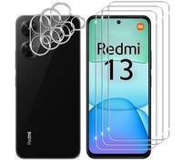 Lutree para Xiaomi Redmi 13 4G/ POCO M6 4G Cristal Templado, 3+3 Piezas Protector de Pantalla + Protector de Lente de Cámara, Dureza 9H HD Anti-Arañazos Vidrio Templado Película Protectora