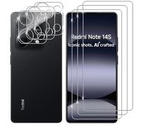 Lutree para Xiaomi Redmi Note 14S Cristal Templado, 3+3 Piezas Protector de Pantalla + Protector de Lente de Cámara, 9H HD Anti-Arañazos Vidrio Templado Película Protectora