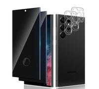 Lutree Protector de pantalla de privacidad de vidrio templado para Samsung Galaxy S22 Ultra 5G, paquete de 2 + 2 protectores 3D antiespía + película de protección de cámara, protector de pantalla