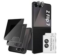 Lutree Protector de pantalla de privacidad de vidrio templado para Samsung Galaxy Z Flip 7 5G/Z Flip7 5G, paquete de 2 + 1 protector de pantalla antiespía + película de protección de cámara, protector