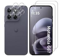 Lutree Protector de pantalla para Motorola Moto G67 5G/Moto G77 5G, paquete de 2 + 2 de vidrio templado + protector de lente de cámara, película HD sin burbujas, vidrio protector antiarañazos de alta