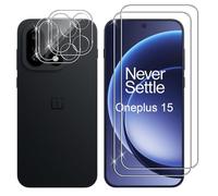 Lutree Protector de pantalla para OnePlus 15 5G, paquete de 2 + 2 de vidrio templado + protector de lente de cámara, película HD sin burbujas, dureza 9H, vidrio protector premium antiarañazos