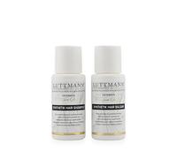 LUTTMANN Juego de cuidado de pelo sintético para pelucas, champú y bálsamo, limpieza suave para cabello sintético, especial para postizos y pelucas (2 x 50 ml)