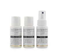 LUTTMANN® Natural Hair - Kit de cuidado para cabello natural, champú + bálsamo + spray Two In One - Cuidado intensivo para todas las pelucas de cabello real, postizos, extensiones y cabello natural